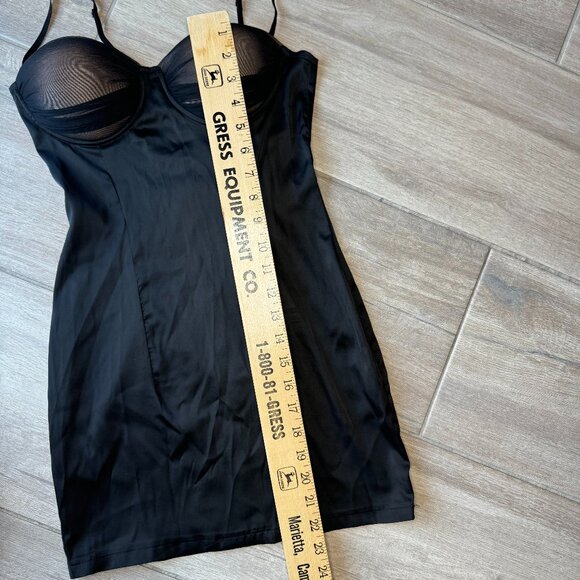 Superdown Black Satin Ruched Mini Dress XXS - Picture 3 of 9